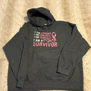Gray Hoodie with Pink Survivor Print
